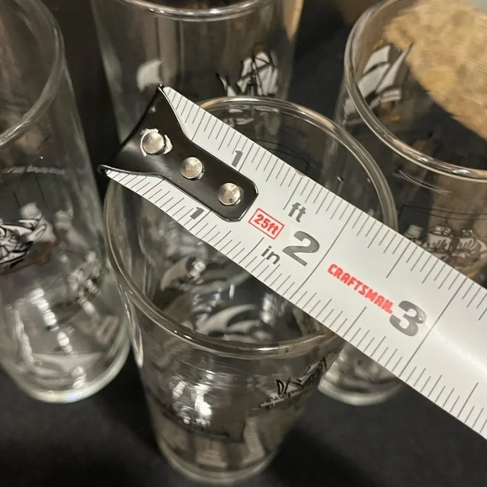 Vintage Libbey Nautical Tall Ship Design Hi Ball Glasses Set of 4